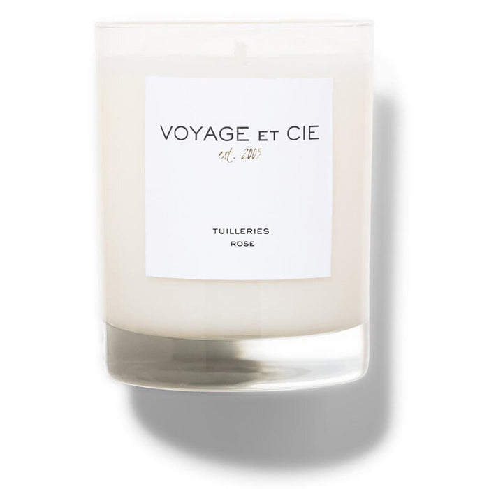 Highball 14oz candle in clear glass labeled Tuileries Rose