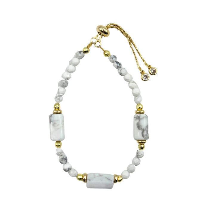Howlite Hexagon Stone Bracelet