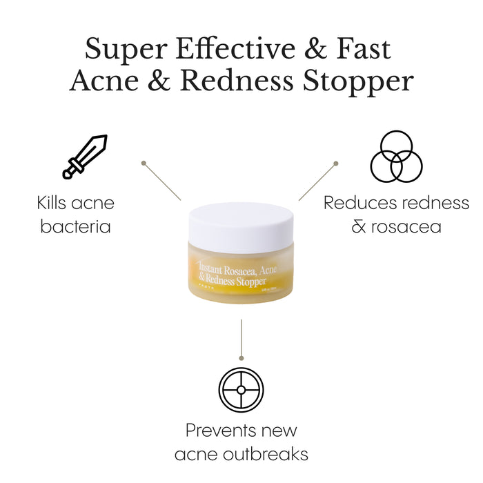 Frøya Organics Instant Rosacea, Acne & Redness Stopper open jar revealing concentrated organic rosacea balm texture