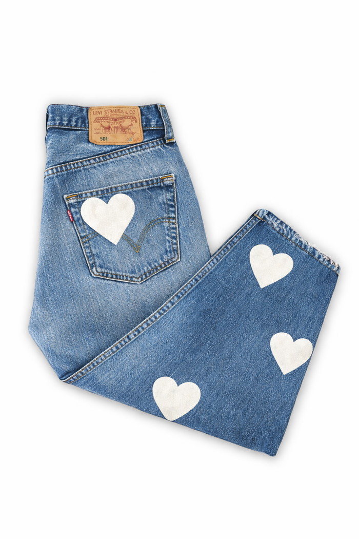 Jeans Levi’s Denim Cuori Bianchi GLM COUTURE💗