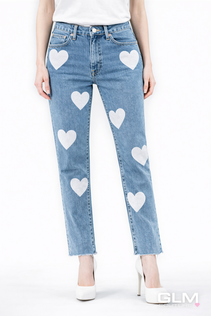 Jeans Levi’s Denim Cuori Bianchi GLM COUTURE💗