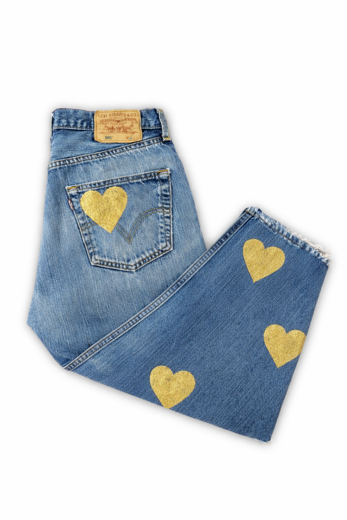 Jeans Levi’s Denim Cuori Gold Laminato GLM COUTURE💗