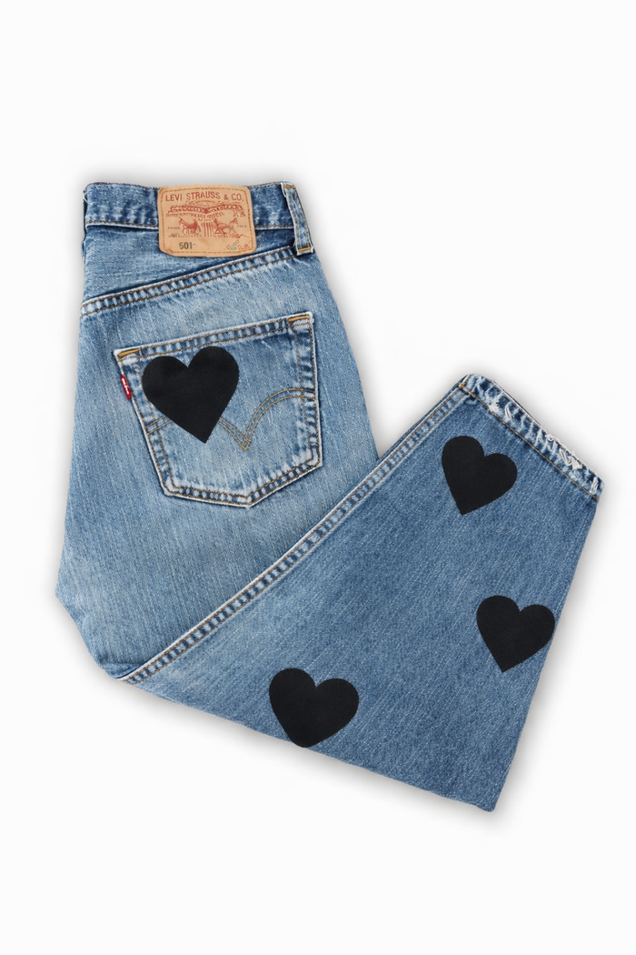 Jeans Levi’s Denim Cuori Neri GLM COUTURE💗
