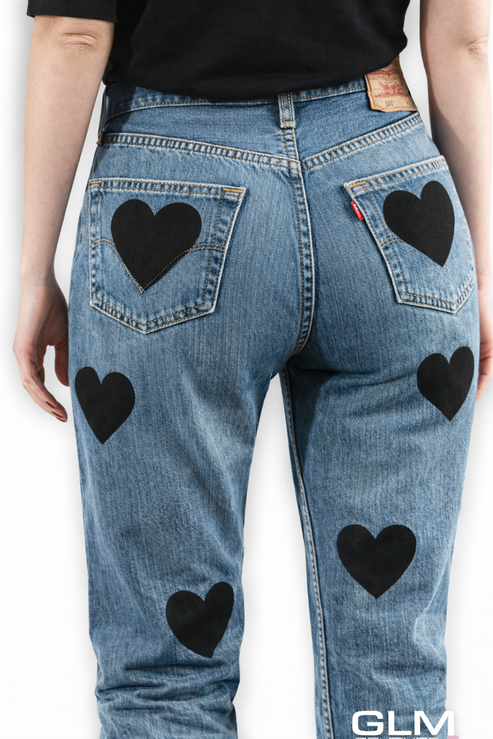 Jeans Levi’s Denim Cuori Neri GLM COUTURE💗