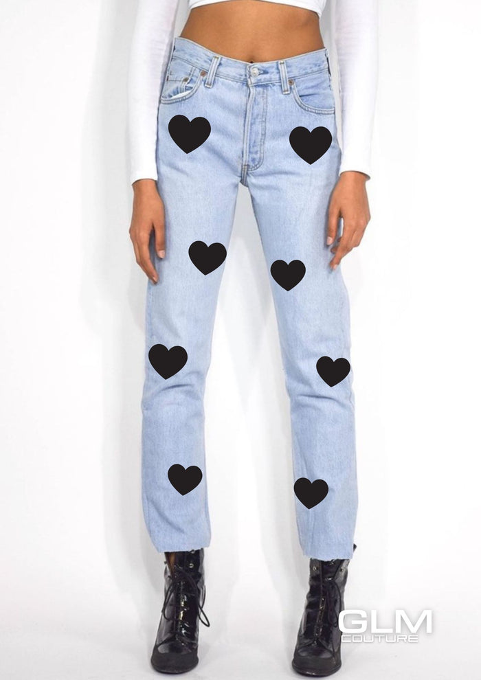 Jeans Levi’s Denim Cuori Neri GLM COUTURE💗