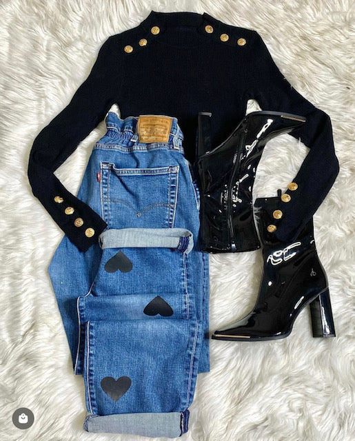 Jeans Levi’s Denim Cuori Neri GLM COUTURE💗