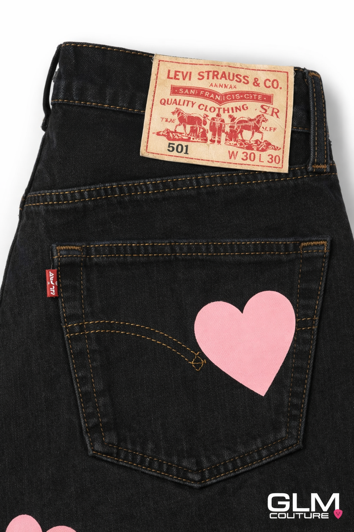 Jeans Levi’s Denim Cuori Rosa GLM COUTURE💗