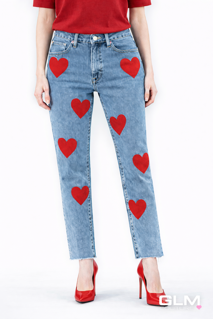 Jeans Levi’s Denim Cuori Rossi GLM COUTURE💗