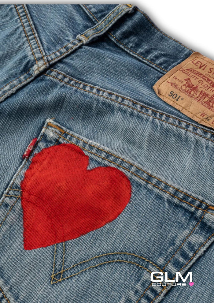 Jeans Levi’s Denim Cuori Rossi GLM COUTURE💗
