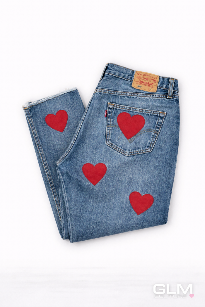 Jeans Levi’s Denim Cuori Rossi GLM COUTURE💗