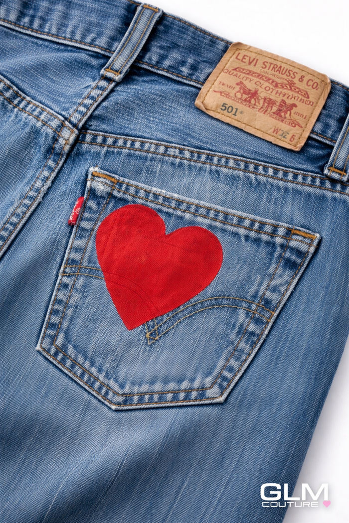 Jeans Levi’s Denim Cuori Rossi GLM COUTURE💗