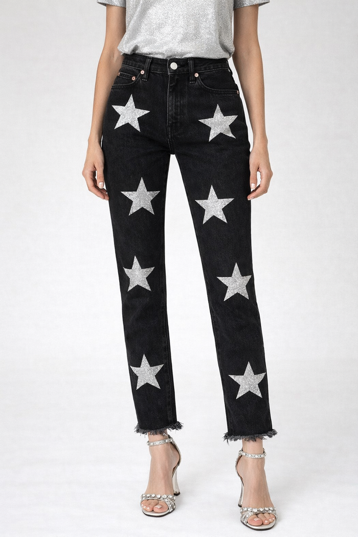 Jeans Levi’s Denim Maxy Silver Big Stars GLM COUTURE💗
