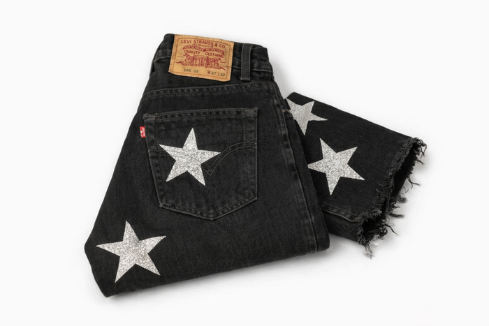 Jeans Levi’s Denim Maxy Silver Big Stars GLM COUTURE💗