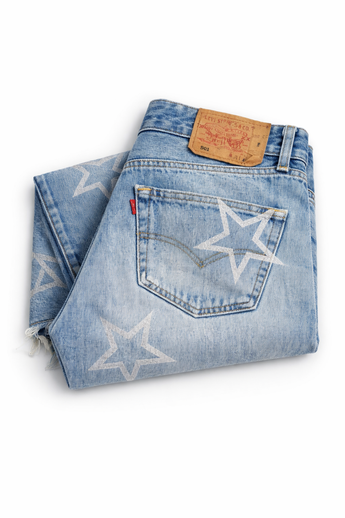 Jeans Levi’s Denim Maxy Silver Stars GLM COUTURE💗