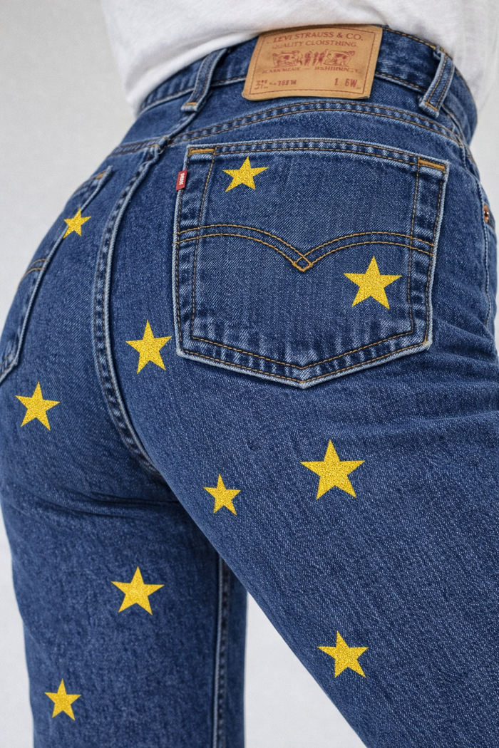 Jeans Levi’s Denim Mini Gold Stars GLM COUTURE💗