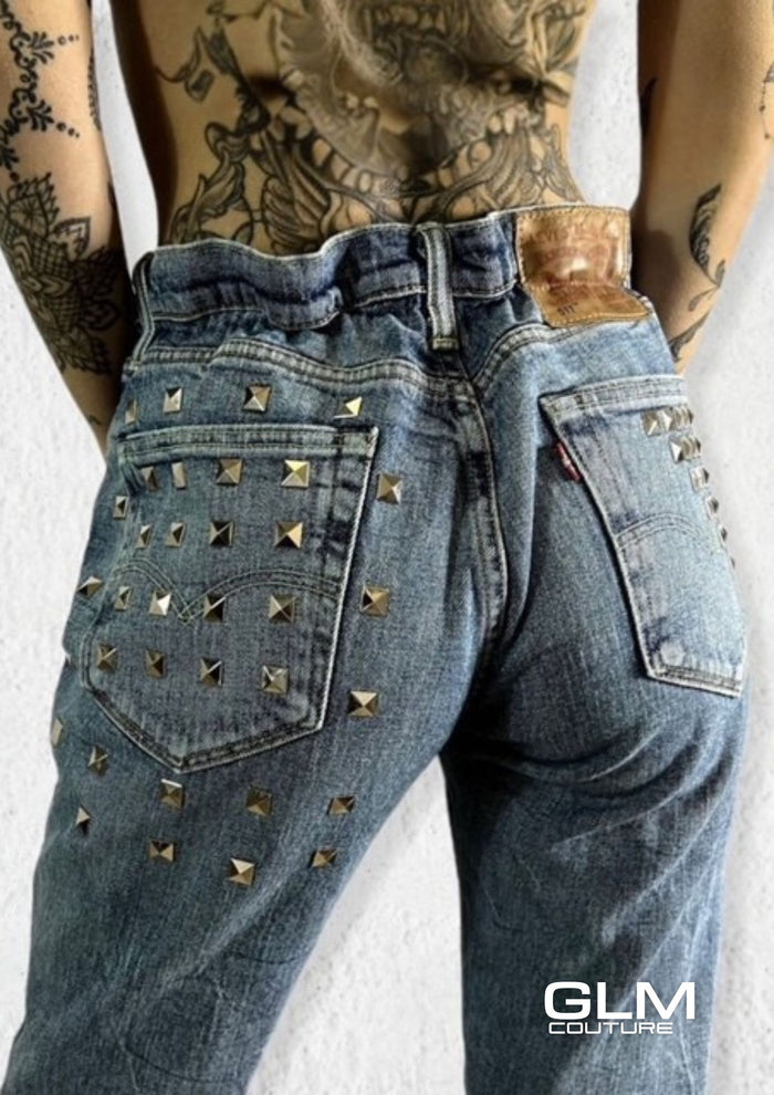 Jeans Levi’s Denim Studs GLM COUTURE💗Mod.Candy