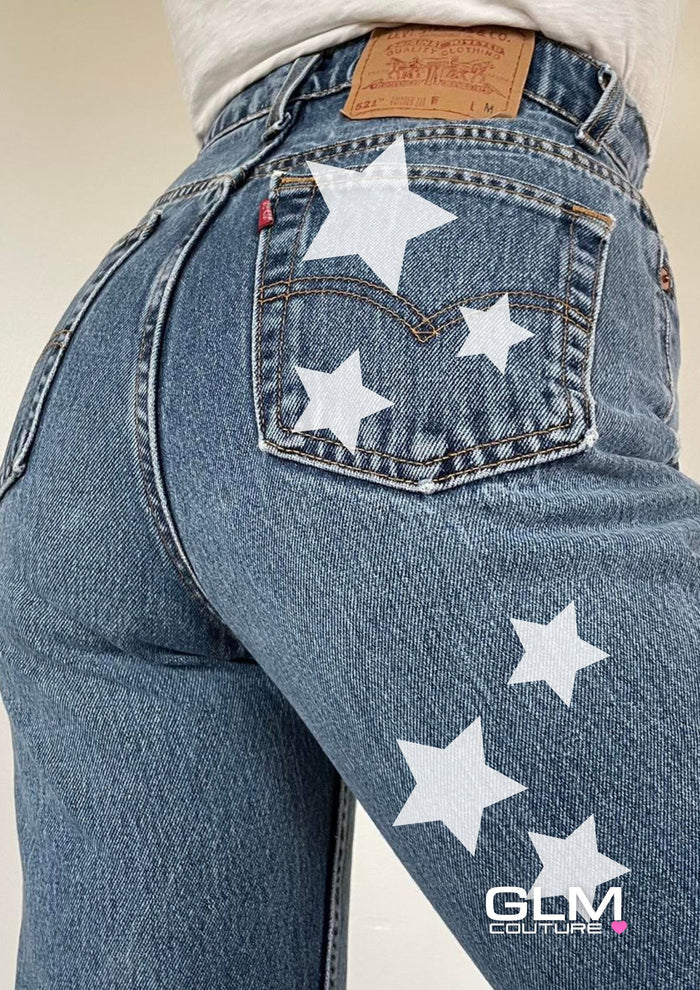Jeans Levi’s Denim White Stars GLM COUTURE💗