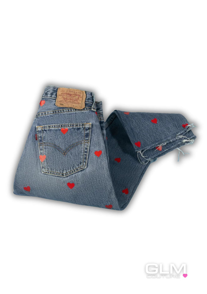 Jeans Levi’s Mini Cuori Rossi GLM COUTURE💗