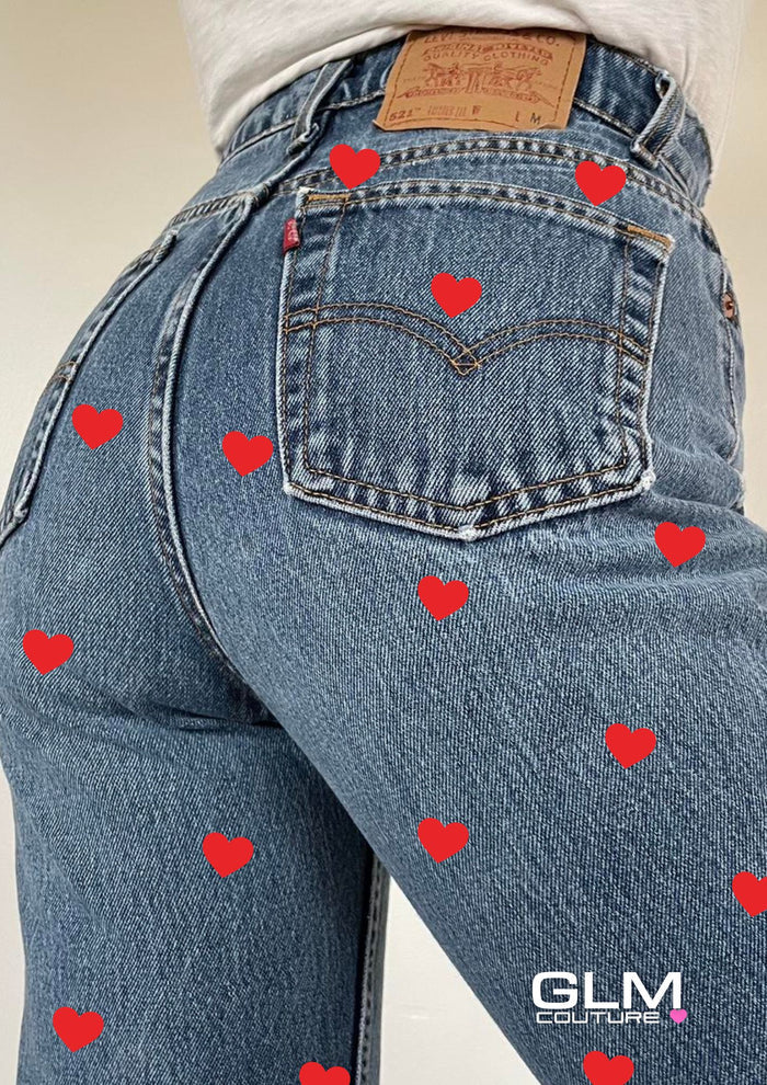 Jeans Levi’s Mini Cuori Rossi GLM COUTURE💗