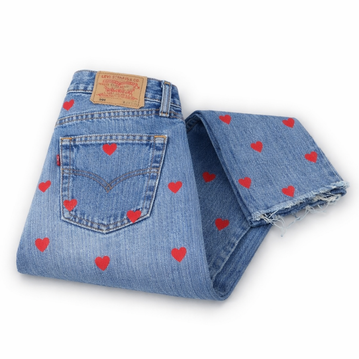 Jeans Levi’s Mini Cuori Rossi GLM COUTURE💗
