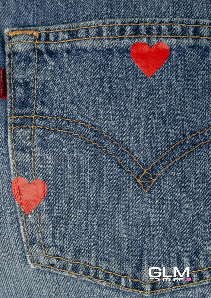 Jeans Levi’s Mini Cuori Rossi GLM COUTURE💗