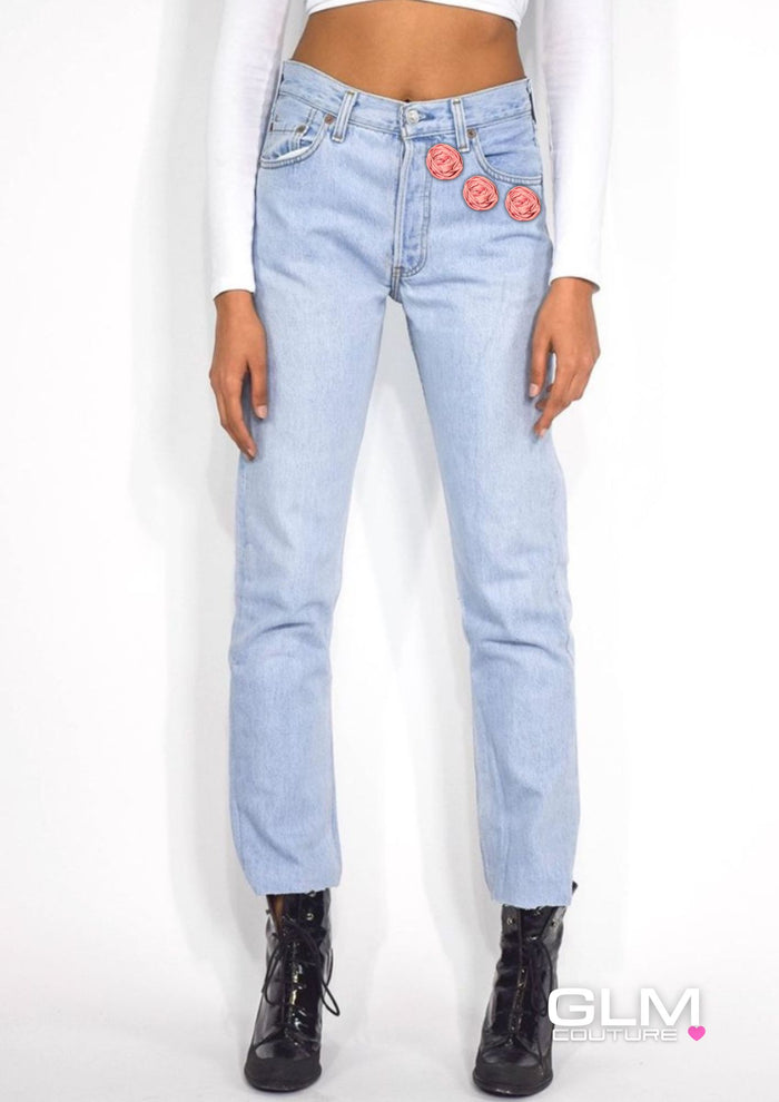 Jeans Levi’s Roses Pink GLM COUTURE💗