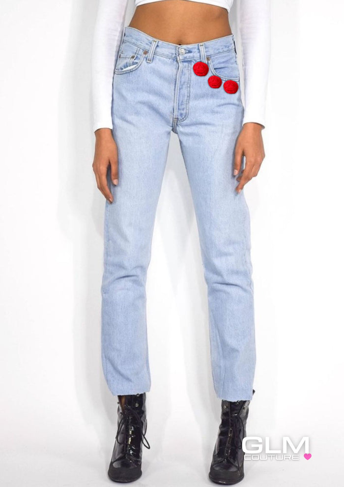 Jeans Levi’s Roses Red GLM COUTURE💗