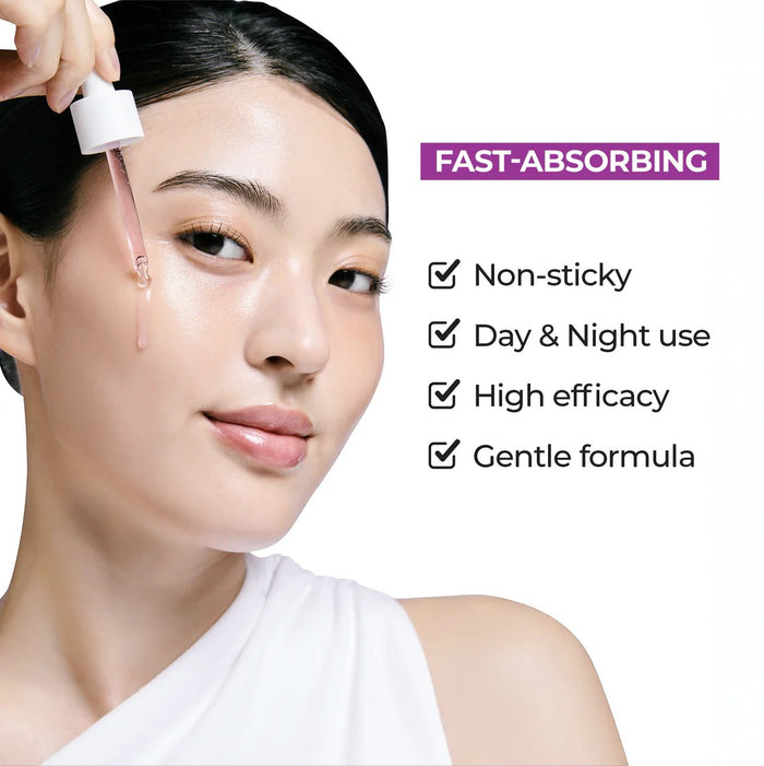 JUMISO Niacinamide 20 Serum - Dark Spot Correcting applied on skin with features like fast-absorbing and non-sticky texture.