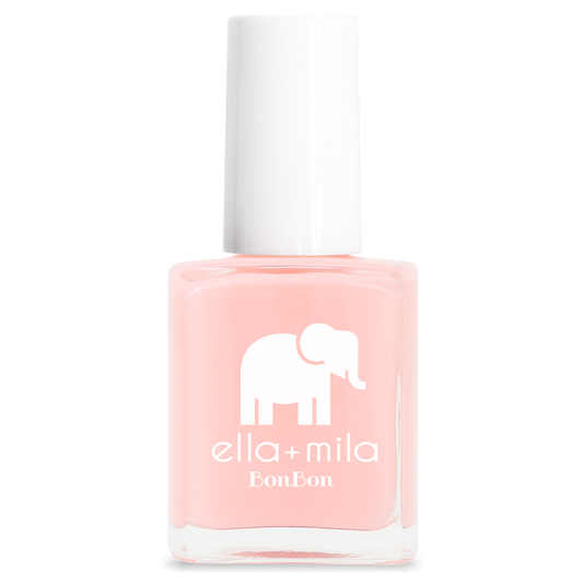 Just Peachy pastel soft coral pink nail polish bottle – ella+mila BonBon