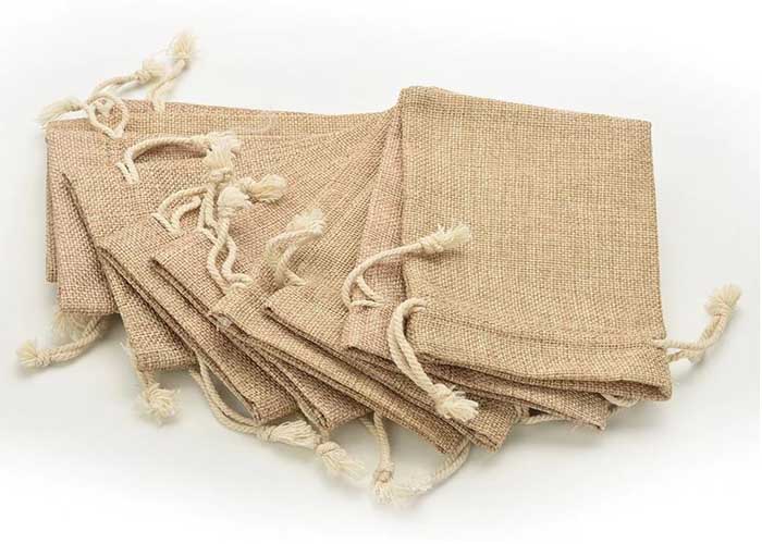 Jute Bags Natural Drawstring Bags x 10 / 14cm x 9cm