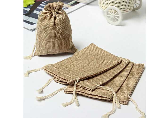 Jute Bags Natural Drawstring Bags x 10 / 14cm x 9cm