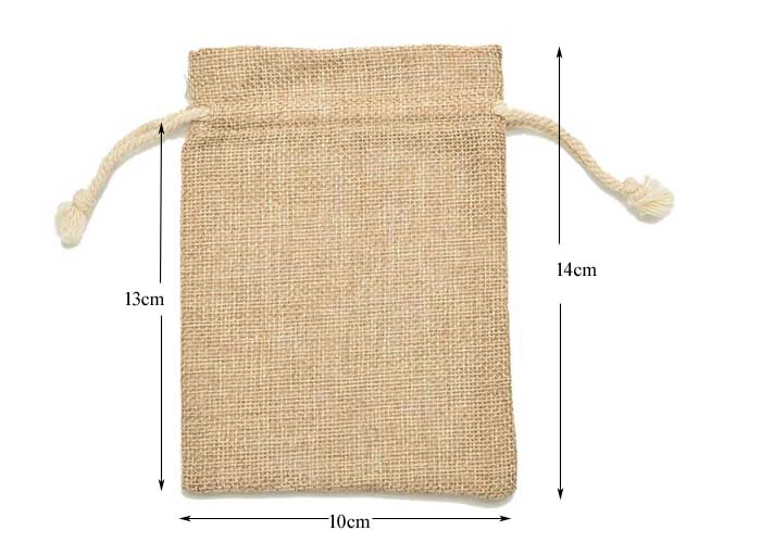 Jute Bags Natural Drawstring Bags x 10 / 14cm x 9cm