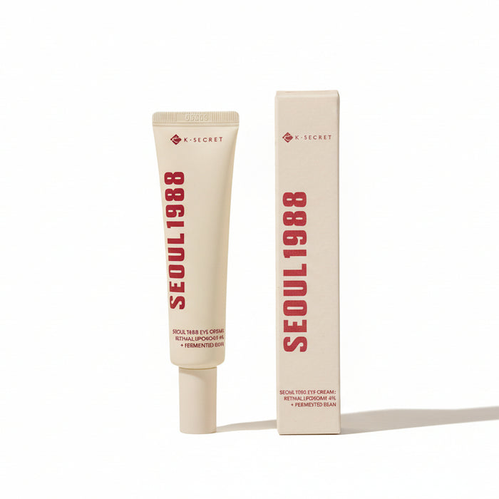 SEOU 1988 skincare product tube and box on a beige background