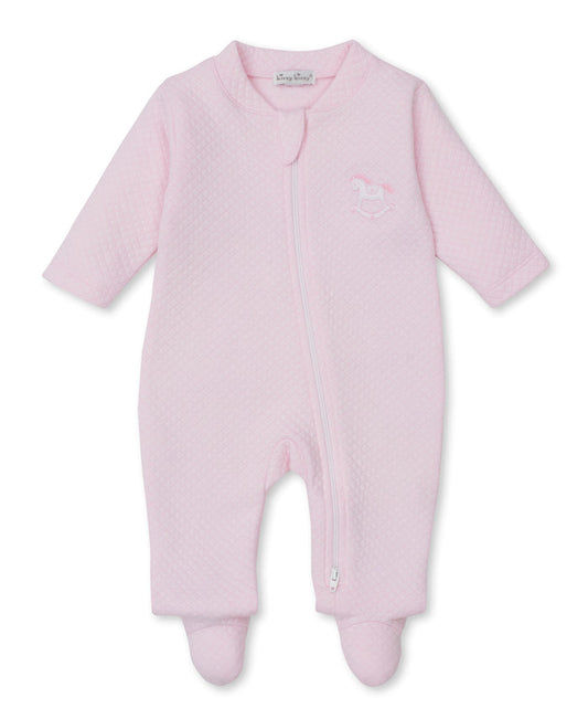 Kissy Kissy Pink Diamond Quilted Zip Footie w/Rocking Horse
