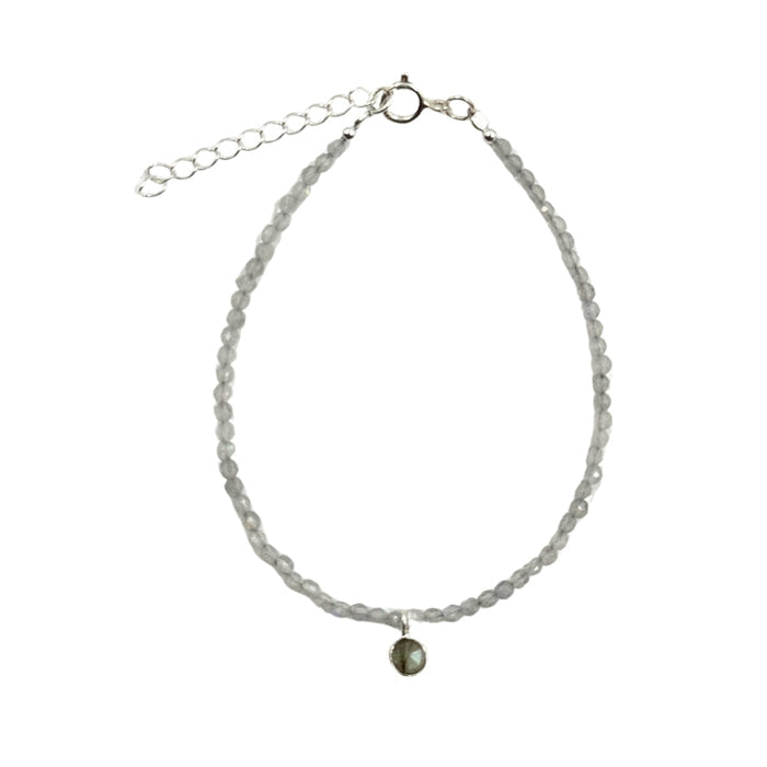 Labradorite Faceted Stone & Charm Bracelet