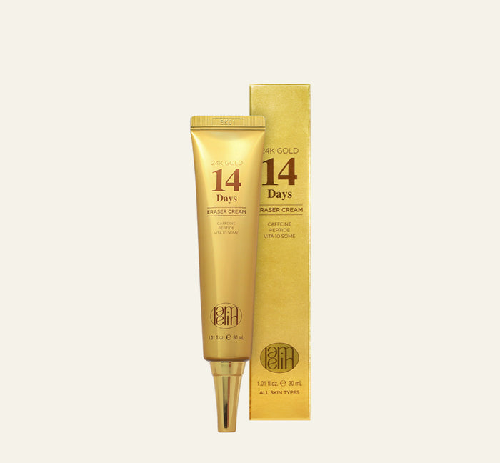 LAMELIN 24 K Gold 14 Days Eraser Cream Caffeine Peptide Vita 10 Some كريم البشرة بالذهب والببتيدات