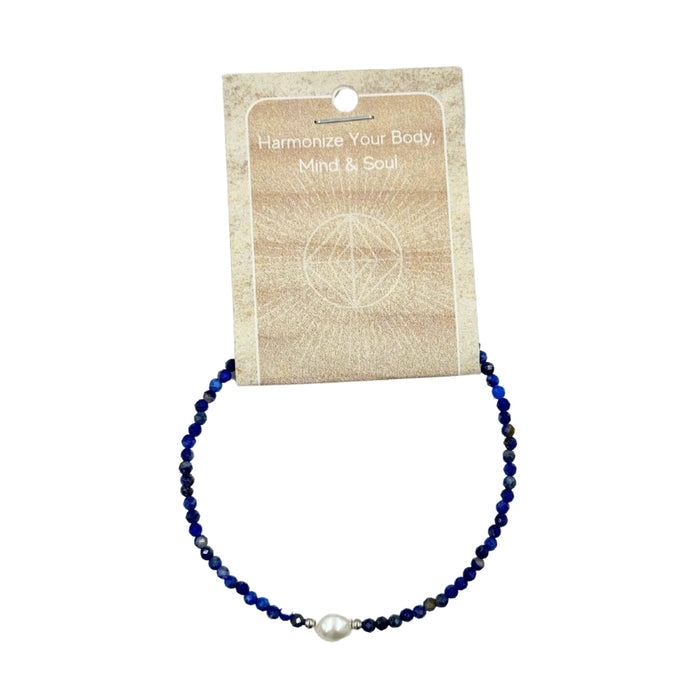 Lapis Lazuli Faceted Stone & Pearl Collection Bracelet