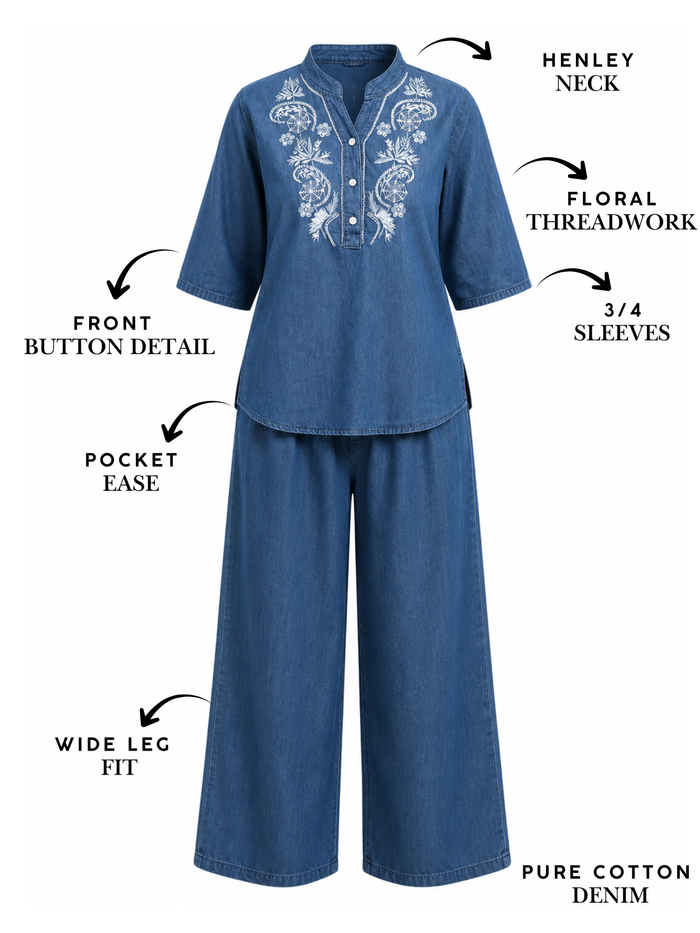 Pure cotton denim wash co ord set for women online