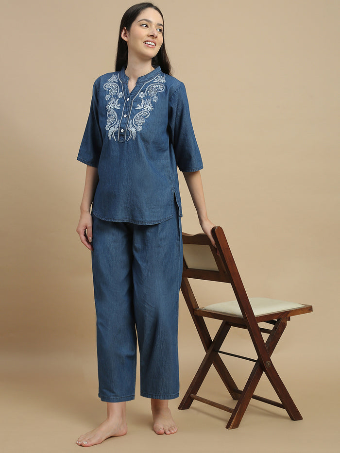 Pure cotton denim wash co ord set for women online