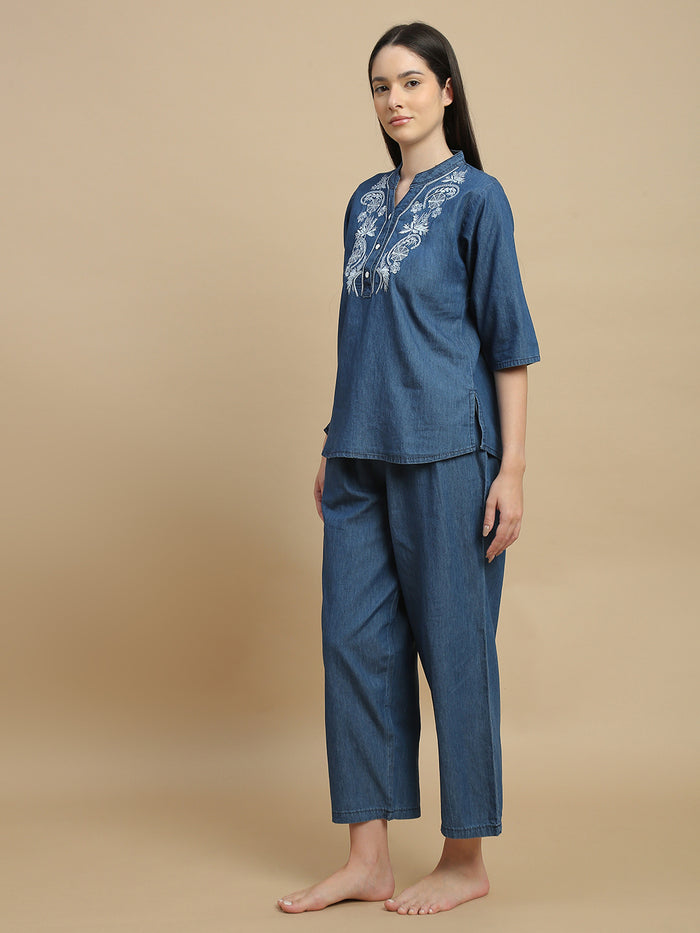 Pure cotton denim wash co ord set for women online