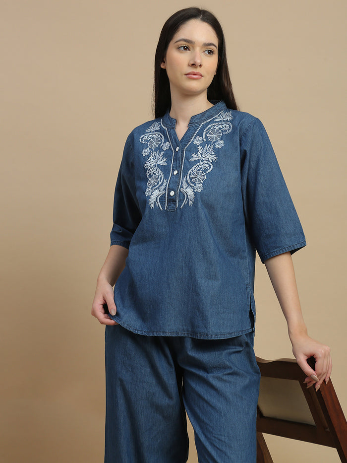 Pure cotton denim wash co ord set for women online