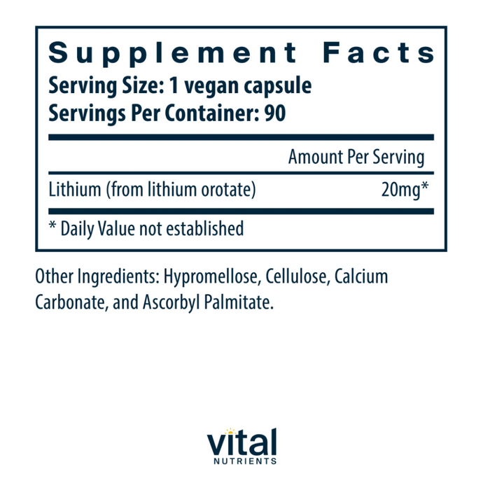 Lithium (Orotate) 20mg by Vital Nutrients