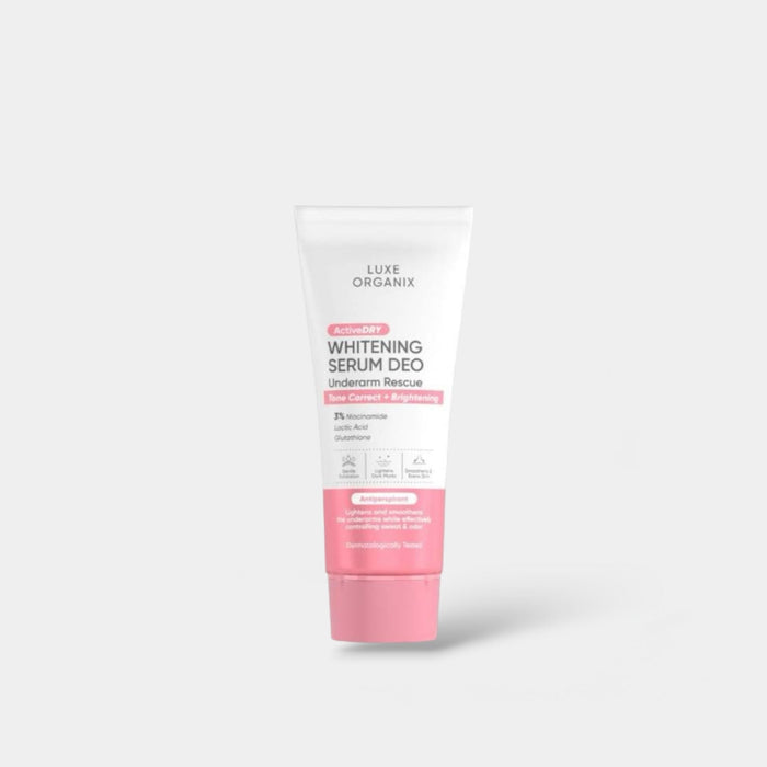 Luxe Organix Active Dry Whitening Serum Deo Underarm Rescue 50g سيروم لوكس أورجانيكس أكتيف دراي لتبييض البشرة وإزالة آثار مزيل العرق تحت الإبط - Princess Cosmetics Qatar