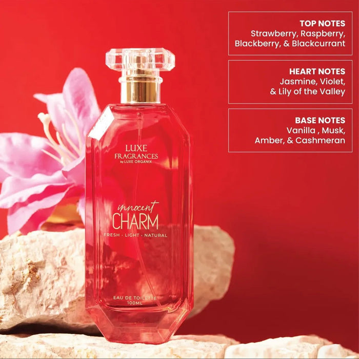 Luxe Organix Fragrances Innocent Charm EDT 100ml لكس أورغانكس عطور إنوسنت تشارم - Princess Cosmetics Qatar