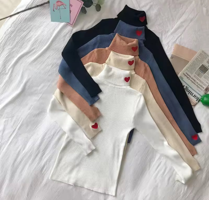 Maglione Collo Alto Cuoricini