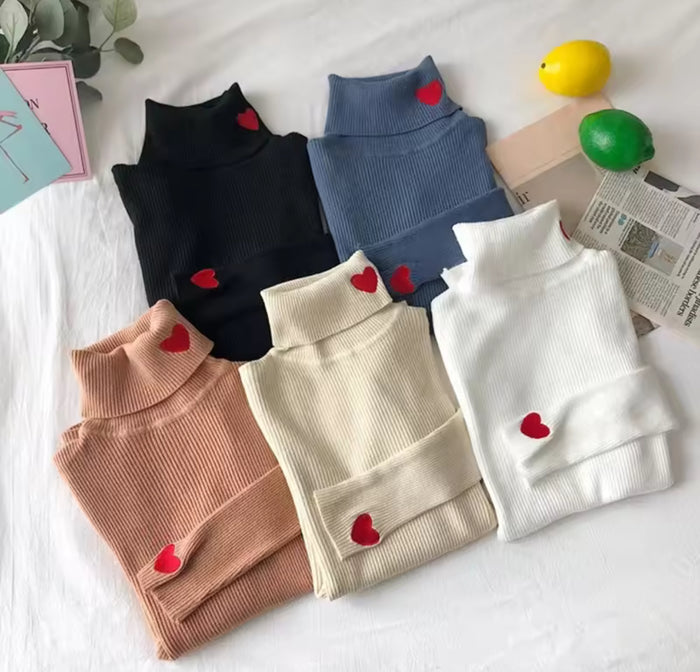 Maglione Collo Alto Cuoricini