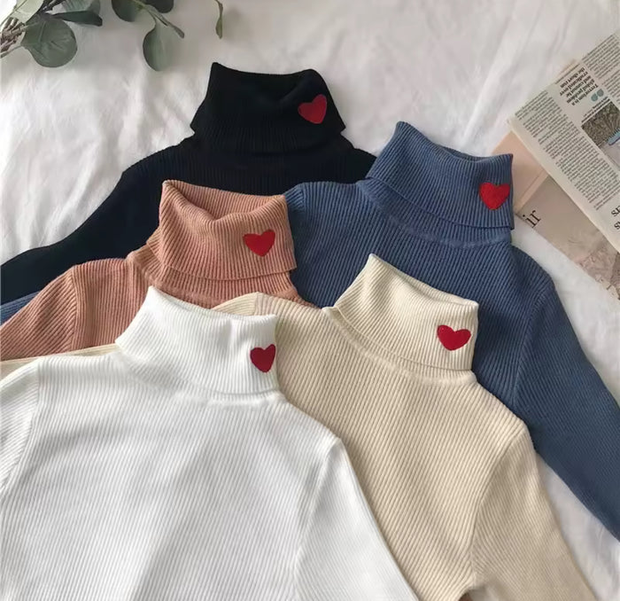 Maglione Collo Alto Cuoricini
