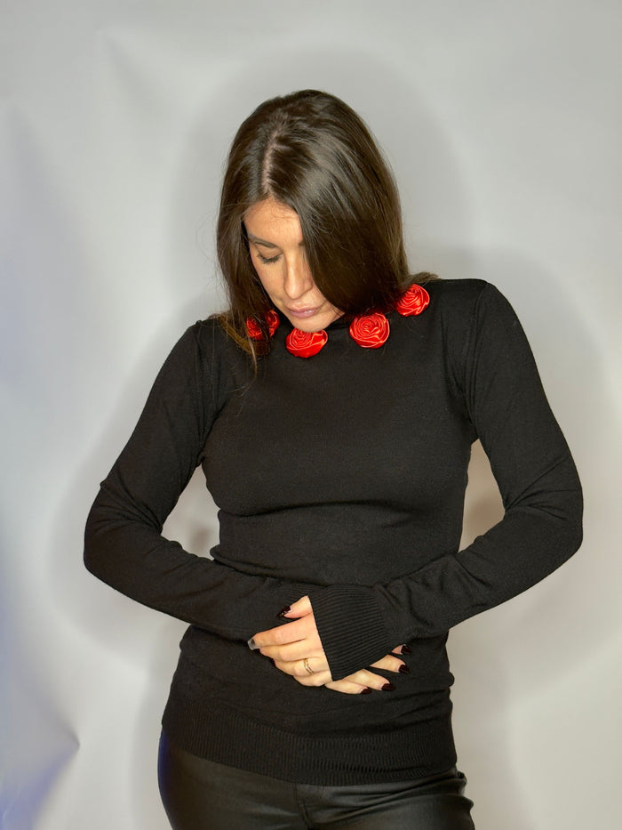 Maglione Red Rose Glm Couture