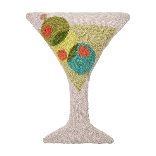 Martini glass-shaped hook pillow in ampersand design by Peking Handicraft, soft decorative pillow for living spaces.