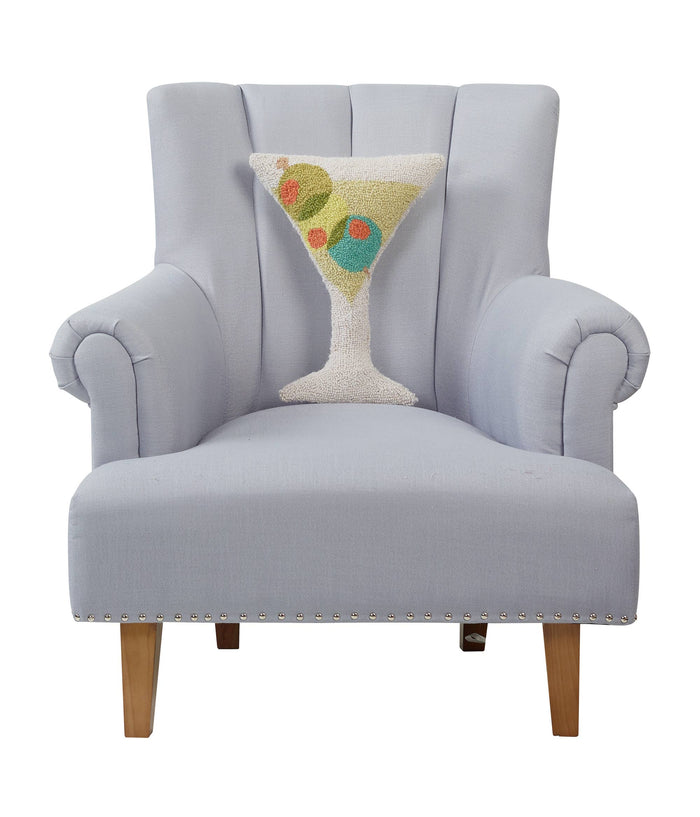 Peking Handicraft Martini glass-shaped hook pillow with ampersand design, decorative pillow for stylish home decor.